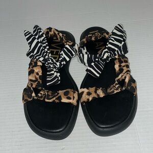 NWT River Island black animal print bow strap sandals size 8